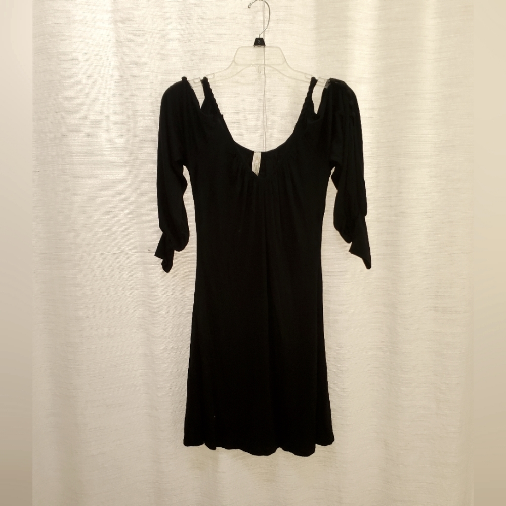 S Twelve Black Mini Cocktail Dress with Cutout Shoulders